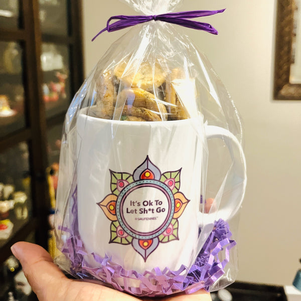 It's okay to let sh*t go mug with tea biscuits